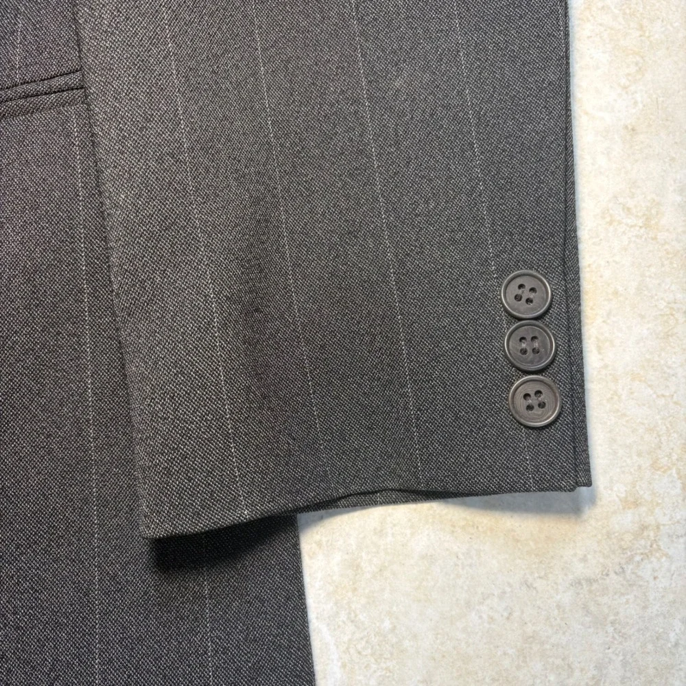 VTG Emporio Armani Italian Sport Coat Blazer Gray‎ Stripes Mens Size 42 Luxury